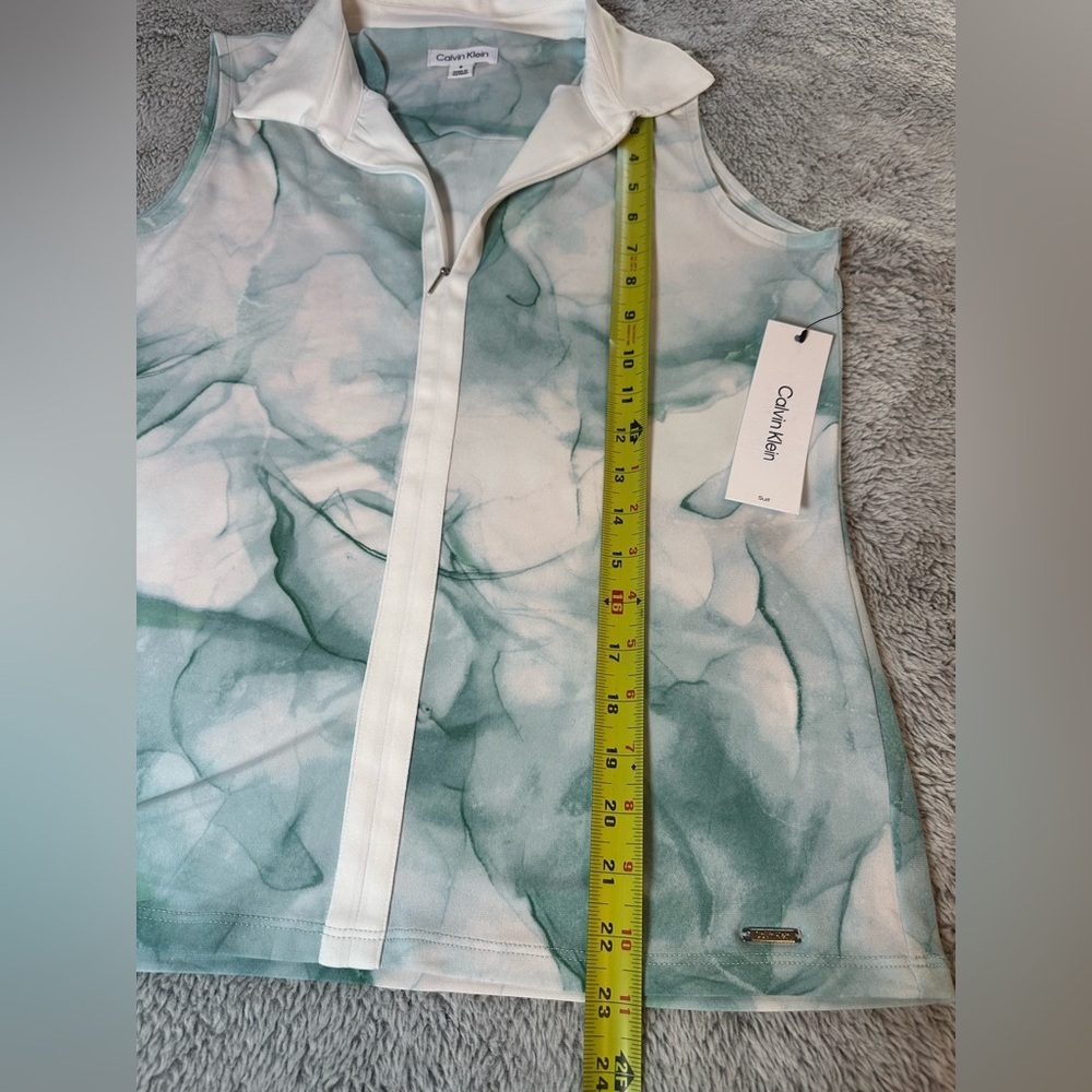 Calvin Klein Watercolor Marble Sleeveless Zip Polo Top Small NWT - Picture 12 of 13